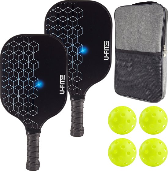 KOCAN Ensemble 2 Raquettes De Pickleball + 4 Balles - Set Complet Pour Débutants Et Confirmés