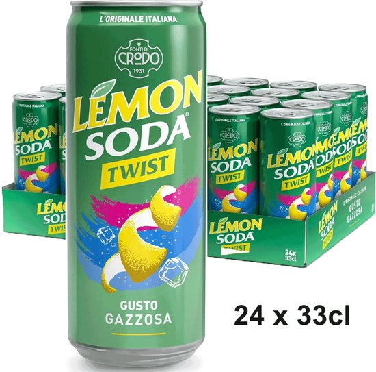 LemonSoda Twist L'Originale 33cl - Verfrissende Citrus Limonade - Zonder Suiker - 0% Kcal - 24 x 33cl