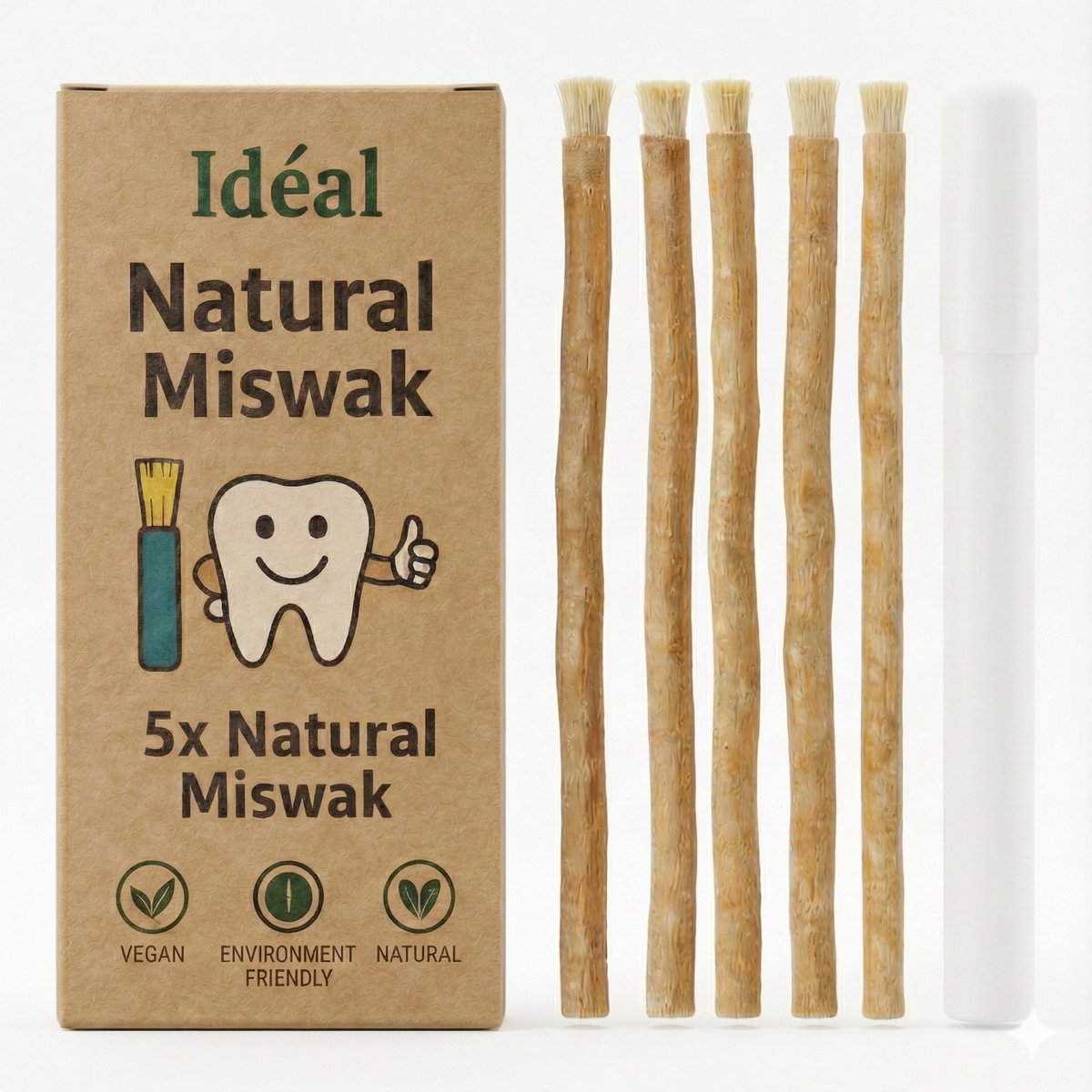 Natuurlijke Miswak 5 Stuks + 1 Hygienisch Bewaardoosje - Eco Friendly Siwak Tandenborstels - 100% Organic - Sewak
