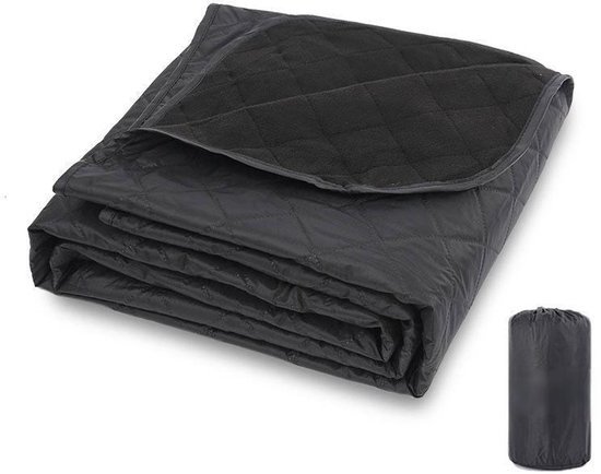 Waterdichte deken - Outdoor kampeerdeken - Fleece deken - 140 x 200 cm - Warme en geïsoleerde picknickdeken voor op reis - Machinewasbaar - Zwart