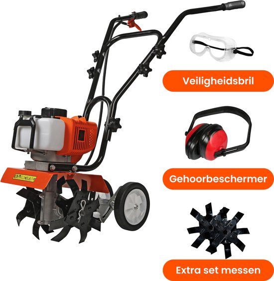 Kibani Mini Grondfrees Benzine - Inclusief Extra set Messen en Accessoires - 52cc - 30CM breedte - 2.0PK - Tuinfrees - Tuinfrees Benzine - Bodemfrees - Tuinploeg - Grondfreesmachine — afbeelding 4