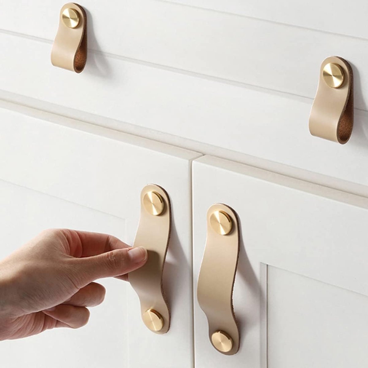 Candala lederen handgrepen voor meubels, 6,4 x 2,5 cm, handgemaakte meubelknoppen, lederen meubelgrepen, kastknoppen, kastknoppen voor keukenkasten, kledingkast