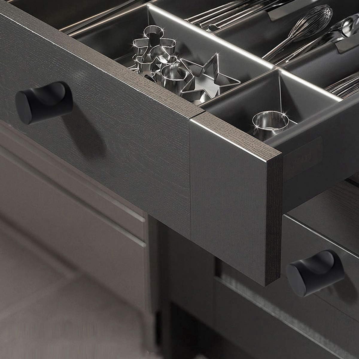 Candala zwarte kasthardware - aluminium legering cilinder lade trekhandvat met schroef, deurknoppen voor lade, deur, kast, kledingkast, keukenmeubilair - enkele gat