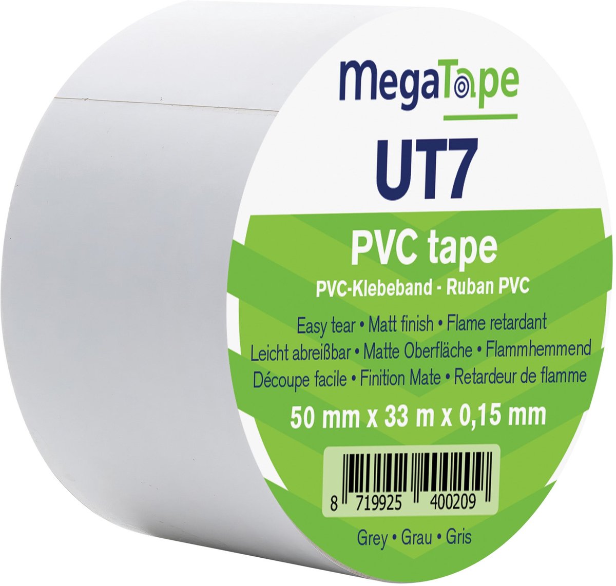 Showgear MegaTape UT7 PVC tape 50 mm x 33 m, wit