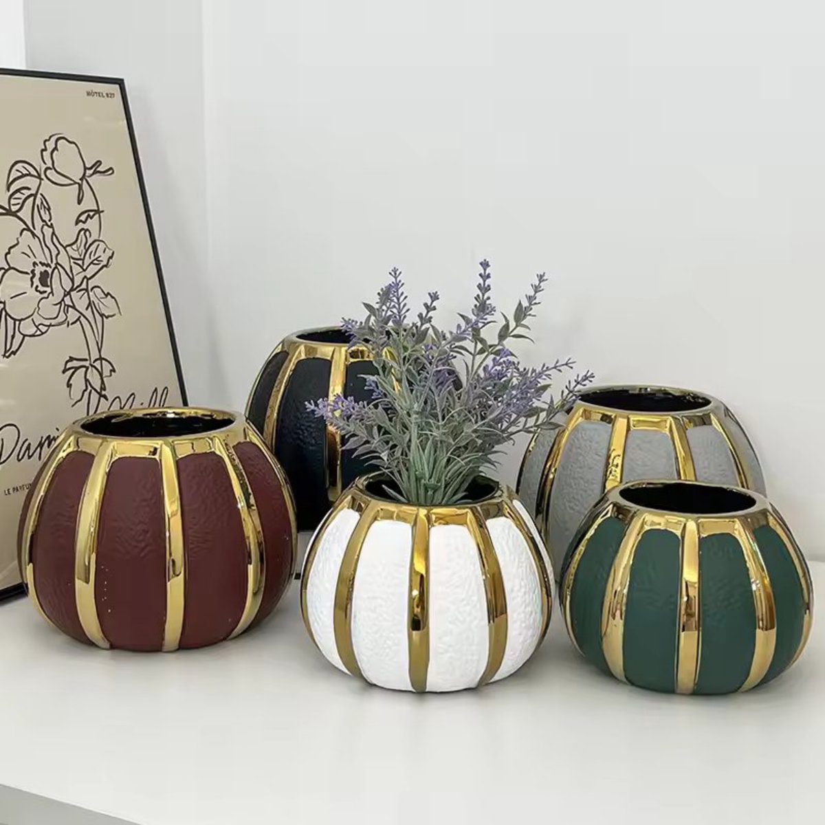 Home Cute Home-Keramische hydrocultuur bloempot-black