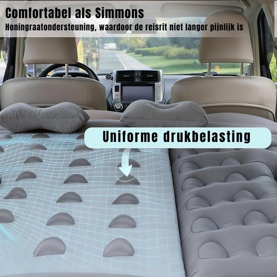 RWB® Auto Matras - Auto Luchtbed - Opblaasbed Auto - 170 x 130 x 12 - met Luchtpomp van Merkloos — afbeelding 4