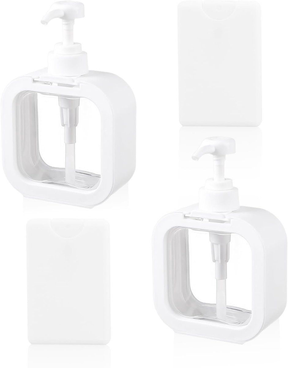 4-delige dispenserfles, transparante drukfles, kaartsprayfles, navulbare dispenserfles, douchegeldispenser, crèmefles, geschikt voor reizen en zakenreizen