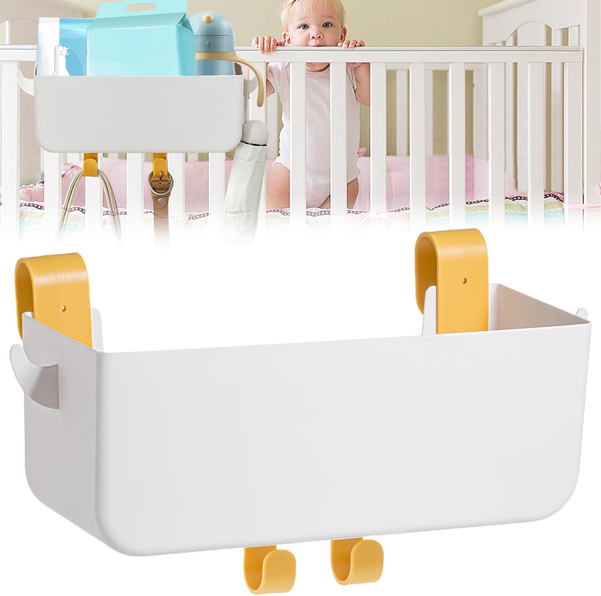 Inpaktafelorganizer: elegant wit, aankleedtafel, hangende organizer, babyorganizer voor keukenafval