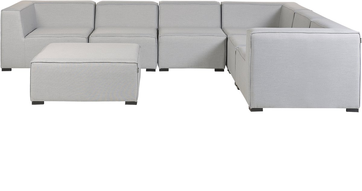 Beliani AREZZO - Loungeset voor 7 - Lichtgrijs - Lichtgrijs - Polyester