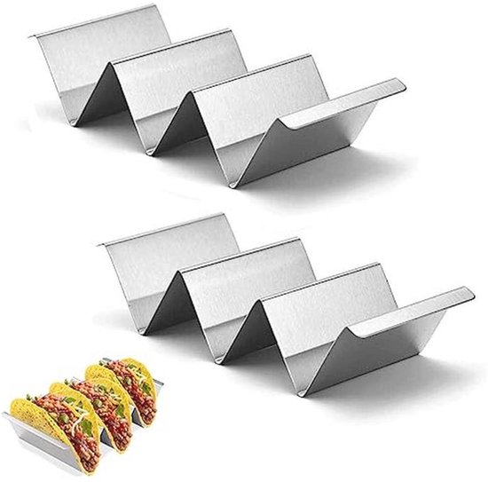 Taco Houderset - 2 Stuks Roestvrij Staal voor Taco's, Hotdogs en Sandwiches