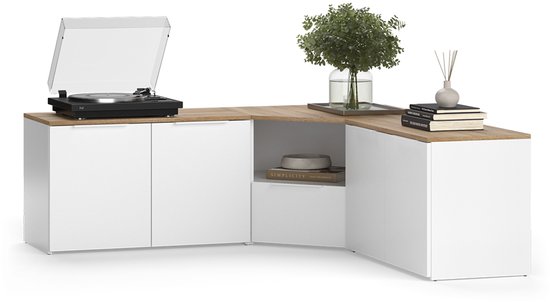 Wandkast Tivoli 2-deurs 3 open planken Wit - Gratis thuisbezorgd - De Woon Winkel
