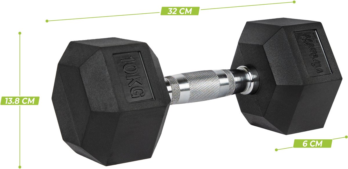 VirtuFit Hexa Dumbbell Pro - 10 kg - Hexagon Dumbbell - Duurzaam en Slijtvast - Krachttraining - Gewicht - CrossFit & Fitness - Geschikt voor Beginners en Professionals - Per Stuk Verkocht – foto 7
