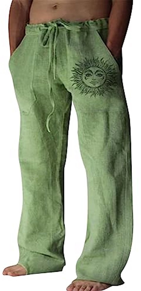 Linnen broek heren - Lichtgewicht zomerbroek met zakken en elastische tailleband