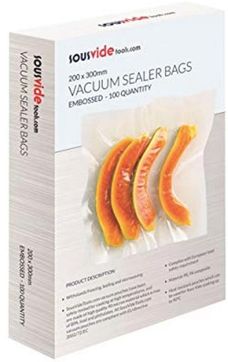 Reliëf Sous Vide Vacuüm Sealer Zakken - 200 x 300 mm (100 Stuks)