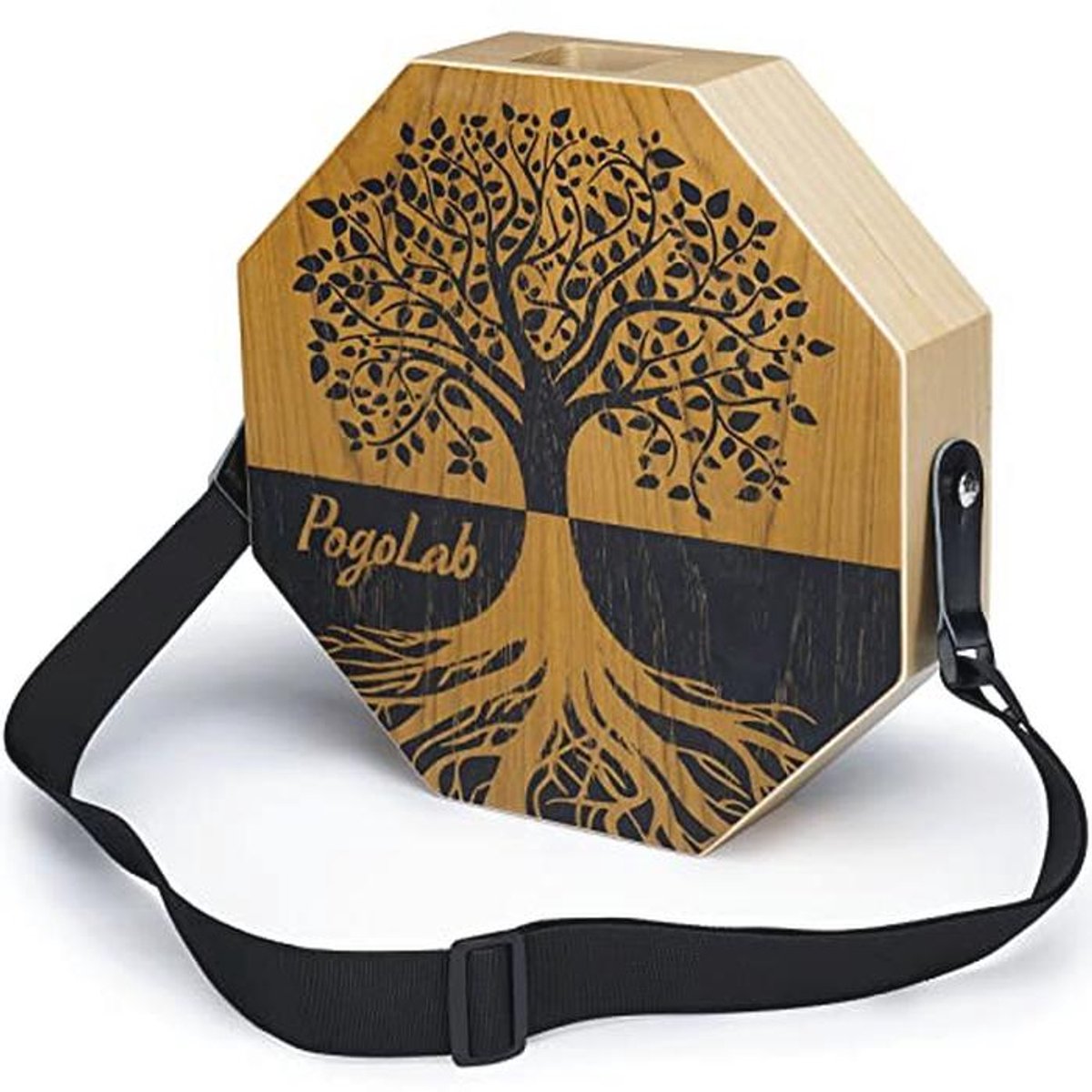 Draagbare Tweekleurige Cajon - Uniek Houten Percussie-Instrument met Verstelbare Riem