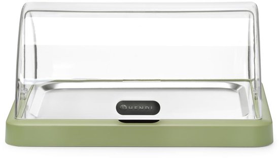 HENDI Koelvitrine met roldeksel - ABS behuizing, roestvaststalen plateau 40 x 30 cm - 46 x 35,5 x 22 cm - groen - met koelelementen - voor buffetpresentatie van Merkloos — afbeelding 3