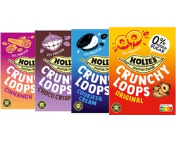 Holie's Crunchy Loops Mixdoos 4x 350gr - ontbijtgranen - suikervrij - gezond - vegan