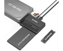 SUIDEK NVMe M.2 to SATA Adapter, USB 10Gbps Hard Disk Reader, NVMe, SATA and IDE adapter, SSD Enclosure supports (M-key and M+B-key), all sizes M.2 SSD, 2.5/3.5″ SATA SSD HDD and 3.5″ IDE HDD