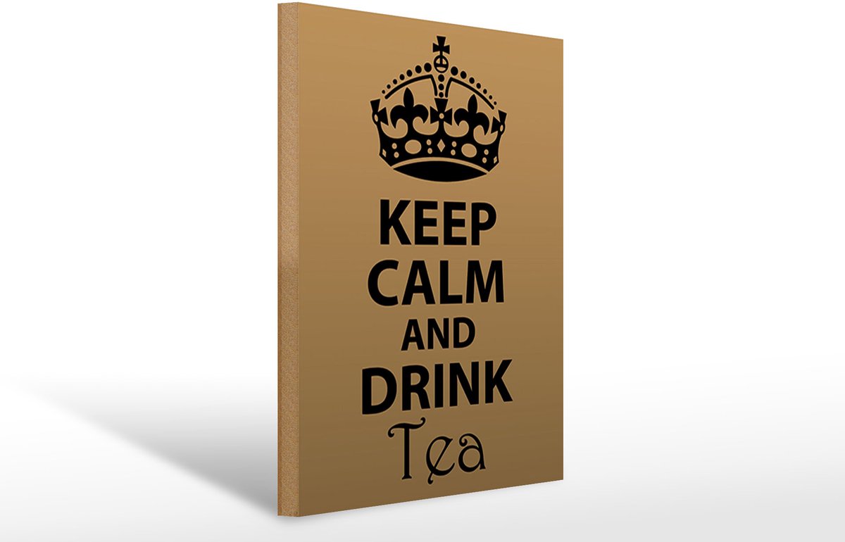 Holzschild Spruch 30x40cm Keep Calm and drink tea