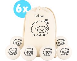 Beluxe Drogerballen 6 stuks – 100% Nieuw-Zeelandse Schapenwol – Herbruikbare Wasdrogerballen – Verkort Droogtijd & Bespaart Energie – Antistatisch, Natuurlijke Wasverzachter – Inclusief Opbergzakje