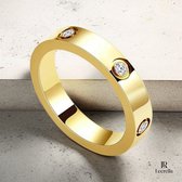 Leerella Luxe Goudkleurig Ring met 6 Sprankelende Zirkonia 11/20,7 – Premium Roestvrij Staal