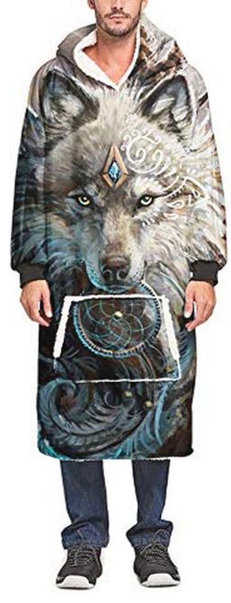 Oversized 3D hoodie deken voor volwassenen - Superzachte en comfortabele sweatshirtdeken met mouwen en zakken