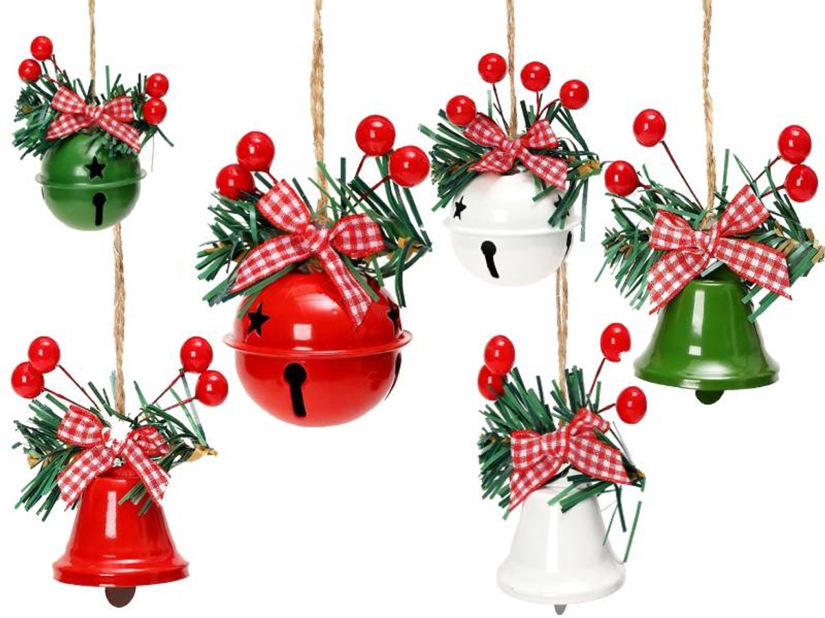 Kerstklokken - 6 - Kerstboomversieringen - Metalen bellen - Kerstversiering - DIY metalen belhangers
