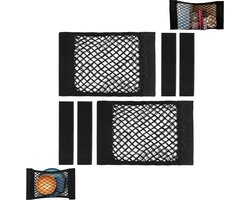 Set van 2 - Muursticker opbergzakken - Autolaadnetzakken - Elastische netzakken - Net voor de bagageruimte met plakband - Rekbare auto-opbergzakken - Camper-opbergnetzakken - Geschikt voor het opbergen van campers, kofferbakken en kasten (zwart)
