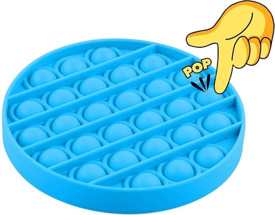 LUVIQ Pop it Fidget Toy – Premium Materiaal – Fidget Toys Pop it – Kerst Cadeautjes - Blauw - Rond