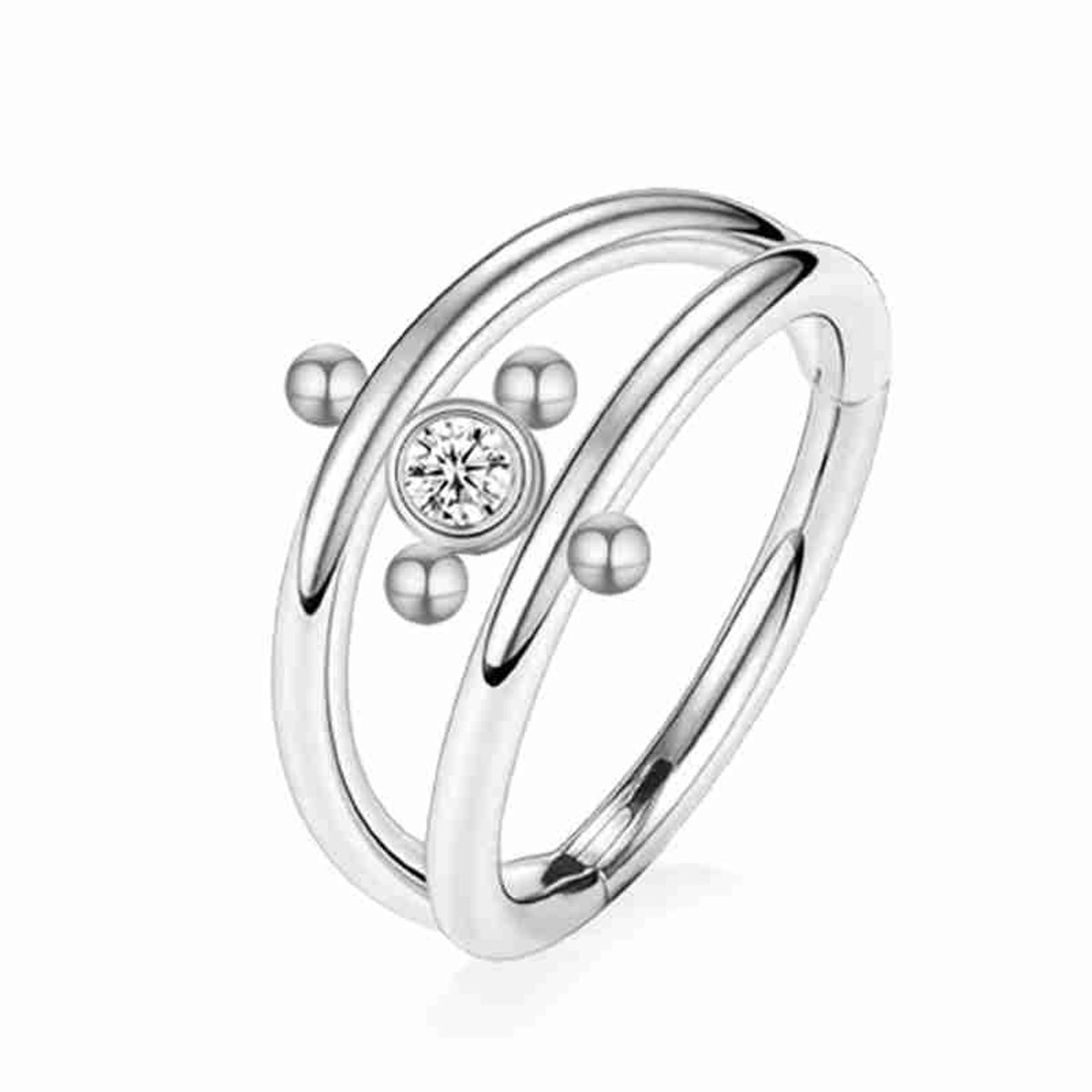 WeLoveSilver - helix piercing - chirurgisch staal kristal - zilver - 6mm