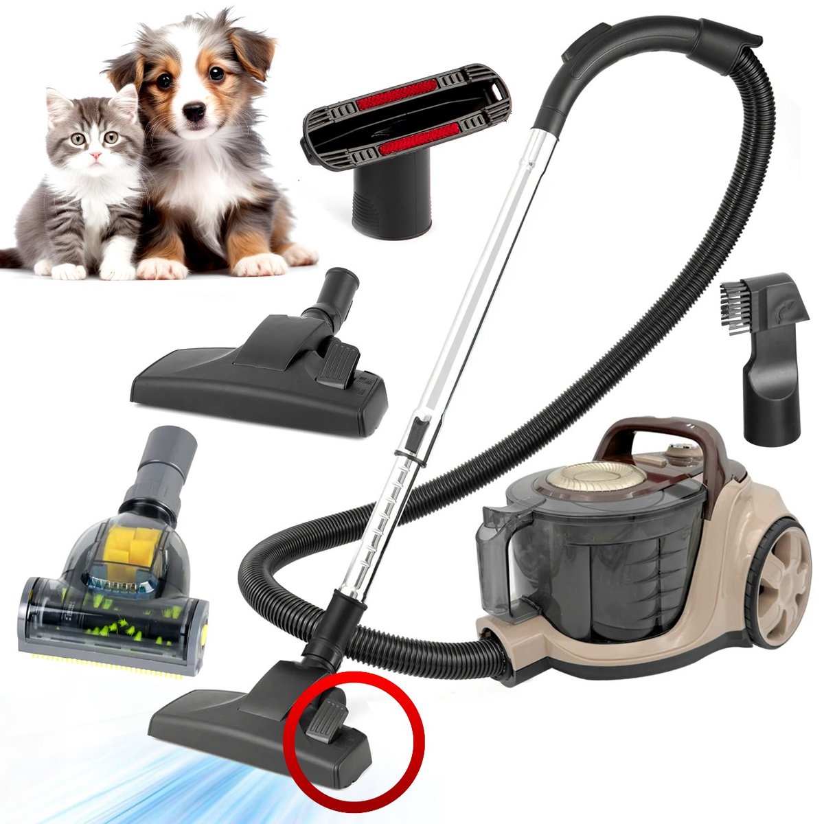 AG3300 Stofzuiger Zonder Zak - Stofzuigers - Vacuum Cleaner Zakloos - Geschikt Voor Dierenharen - Sterke Zuigkracht - EPA Filter - Compact Licht & Krachtig - Gemakkelijk Schoon Te Maken -Beige/Bruin
