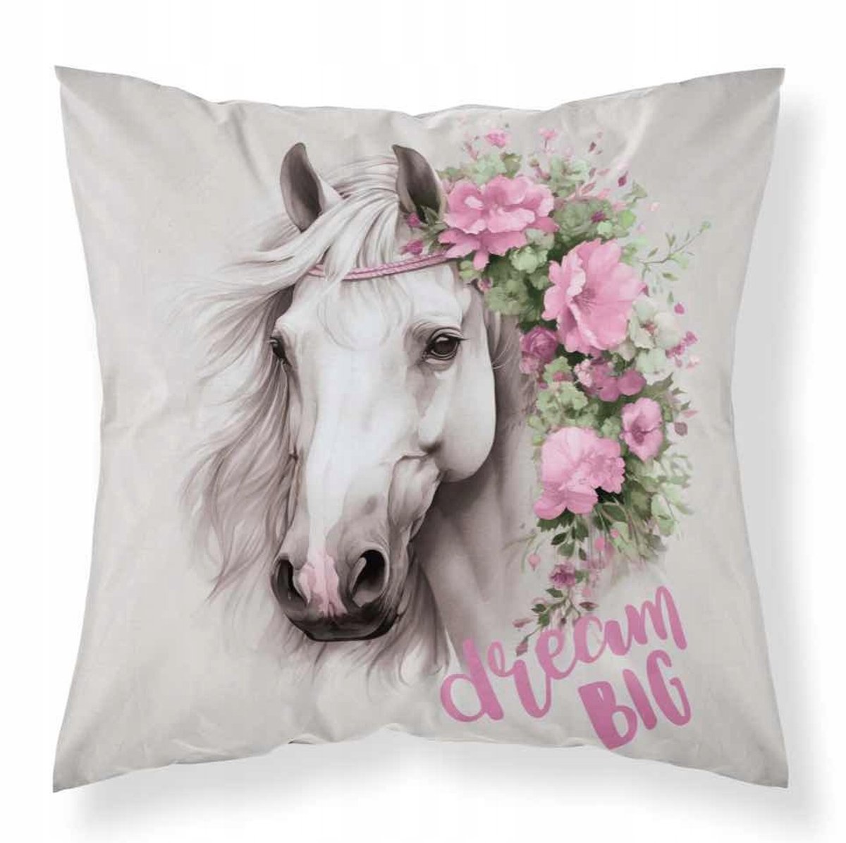 Dekokussen 40x40 Paard in Bloemen - Zacht Microvezel