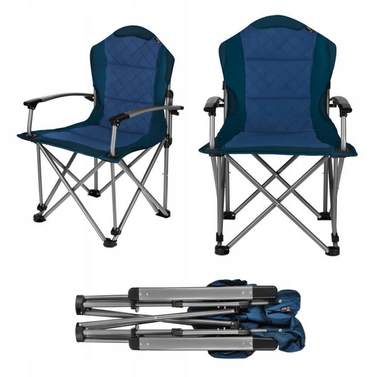 NILS CAMP Campingstoel Blauw Hoge Rugleuning - Comfort & Duurzaam