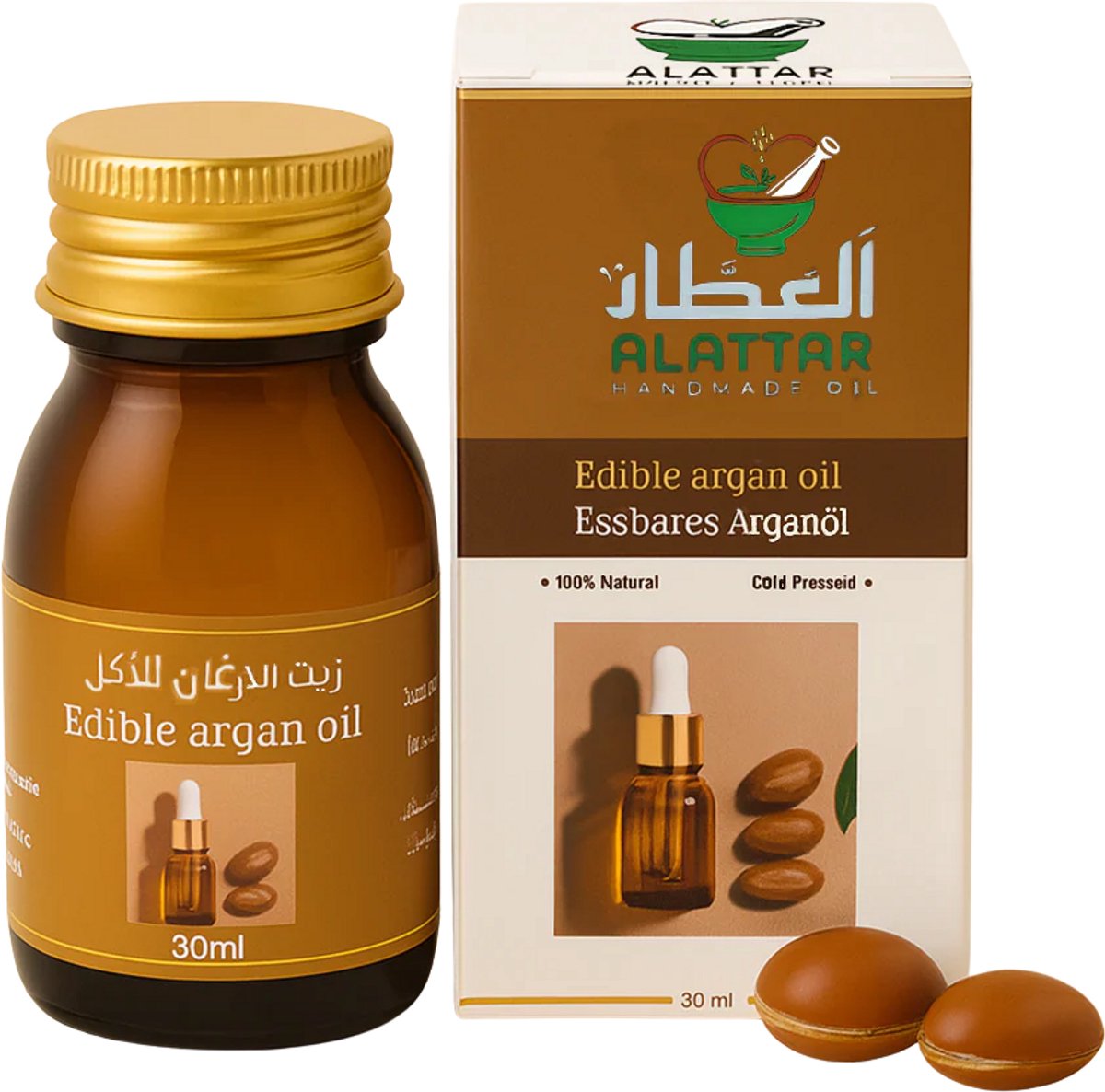 RNC. – Eetbare Arganolie 30ml – 100% Pure Koudgeperste Marokkaanse Arganolie – Rijk aan Vitamine E, Antioxidanten & Essentiële Vetzuren – Premium Culinaire Olie voor Koken, Saladedressing & Dieetsupplement