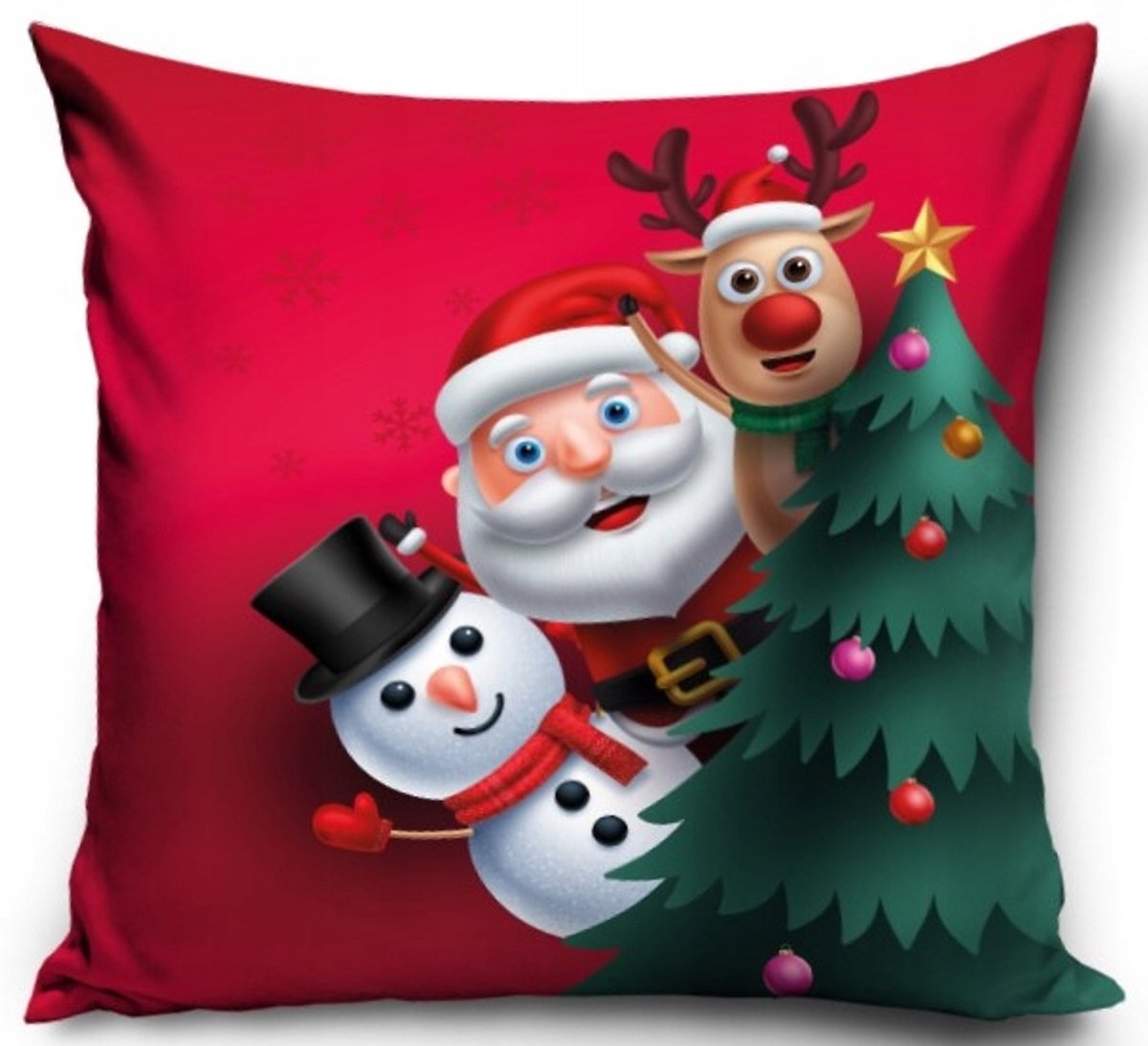 Kerst Kussenhoes 40x40 cm - Sinterklaas & Sneeuwpop - Zacht Microvezel