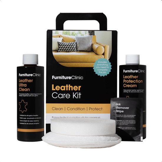 Leer Onderhoud Set 250ml - Voordeel Verpakking - Reiniger en Protectie Crème – Verzorgen Leer & Lederwaar - Leather Care Kit 250 ml