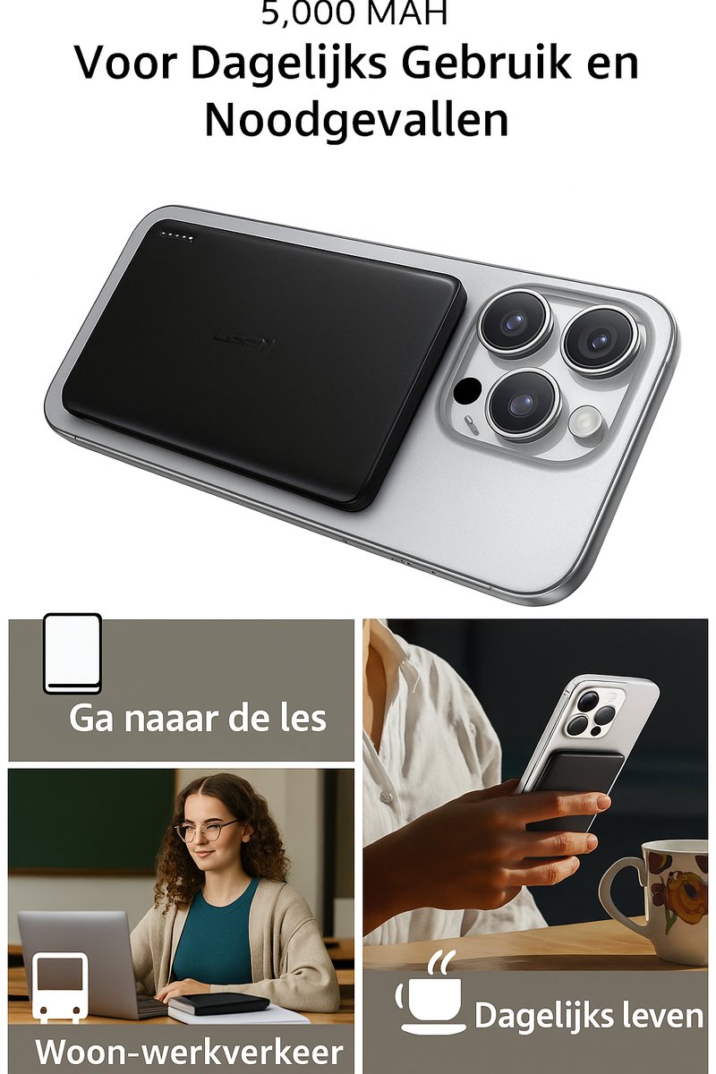 Reiziger Retail MagSafe Powerbank 5000 mAh Draadloos Magnetisch - afbeelding 2