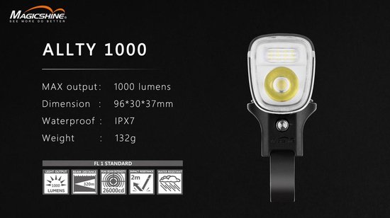 Magicshine Alty 1000 Lumen - DRL (anti-verblindings modus) - Krachtig voorlicht fiets - USB oplaadbaar — afbeelding 3