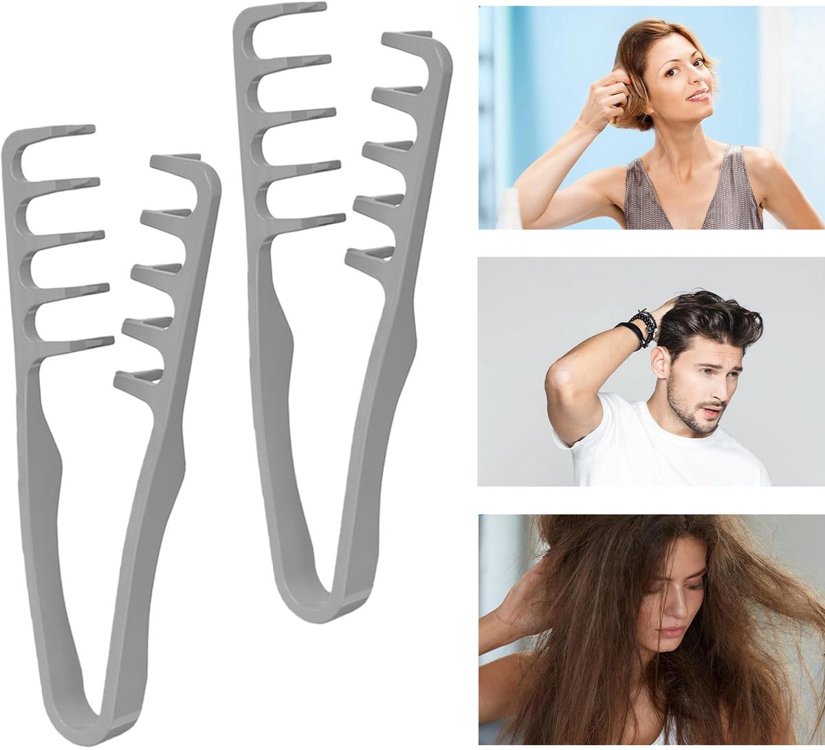 2 Stuks - Haarstylingkam - Grove Textuurkam - Kam voor Pluizig Haar - Haarverzorgingsinstrument voor Thuisstyling In de Kapsalon Haartool - Geschikt voor Naar Achteren Gekamde Kapsels - Volume voor de Haarwortels met Ponyaanzet - SOLLBRY®