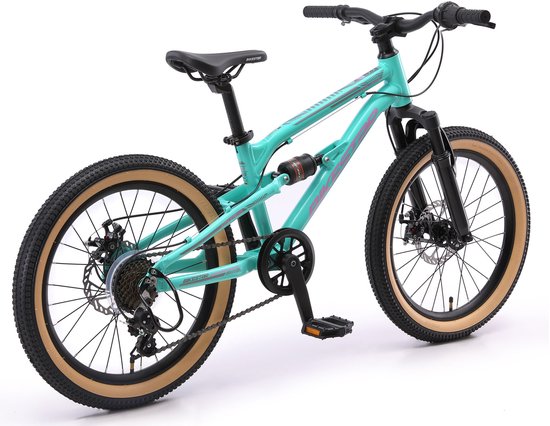 Bikestar Alu MTB Fully, 7 speed, 20 inch, turquoise van Bikestar — afbeelding 4