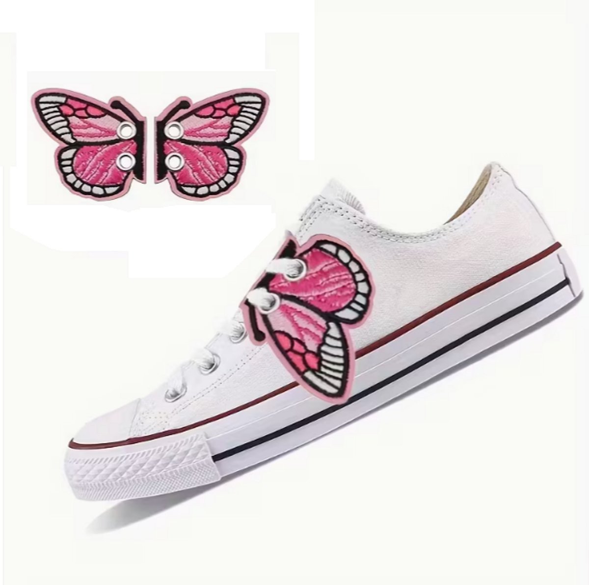 Schoenveter vlinder roze - 2 vleugels - schoenvetervlinder roze - vlinder voor schoenen - schoenveter - schoendecoratie
