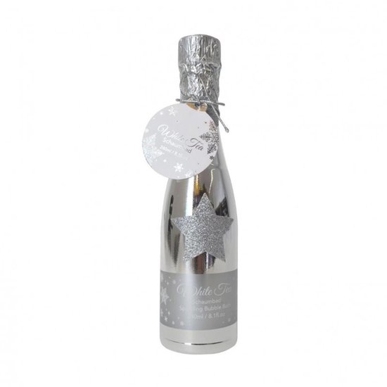 Luxe Bad & Showergel White Tea 240 ml – Cadeau Badset – Champagne/Zilver Geschenkfles – Verzorging & Wellness Giftset
