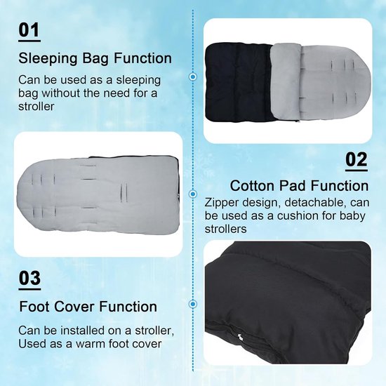 Universele Voetenzak voor Kinderwagen in de Winter - Zachte en Waterafstotende Babyvoetenzak - Warme voethoezen - winddicht - Blauw van Airoya — afbeelding 2