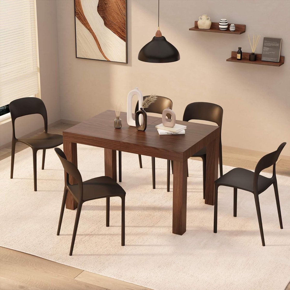 Uitschuifbare Eettafel Hout – HomeByNicole Luxe Consoletafel Canaletto Noten 120–200 cm – Ruimtebesparende Uittrekbare Eettafel voor 6–8 Personen – Moderne Design Tafel voor Keuken & Woonkamer – Made in Italy
