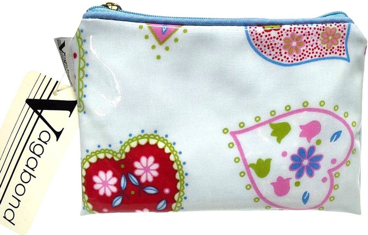 Vagabond - Toilet-& Make-up tasje "Sweetheart" - Gelamineerd katoen - afmeting 16 x 2 x 11 cm.