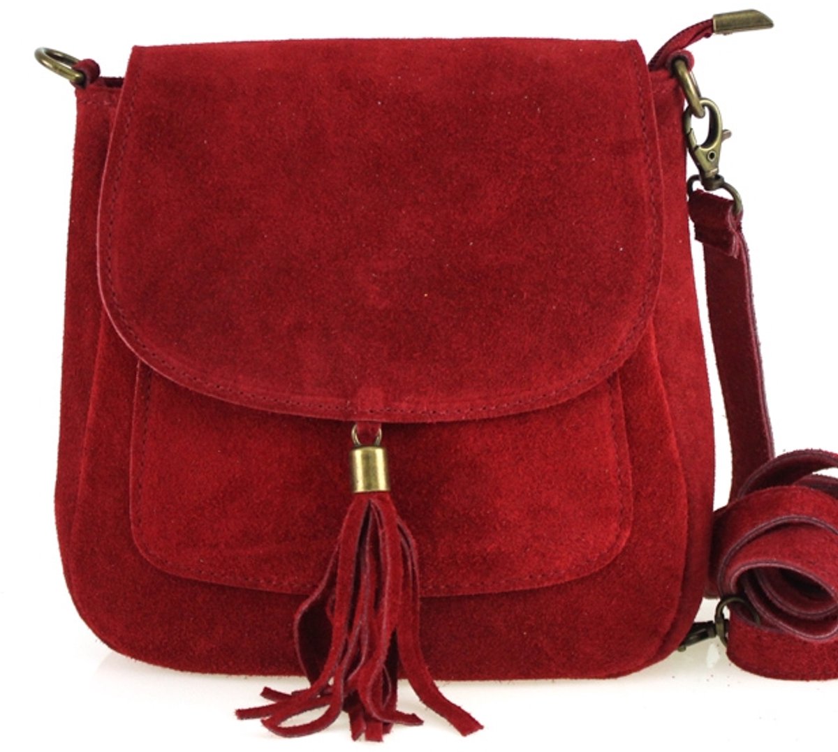 Sac à Bandoulière Ston Torbalski En Cuir Et Daim Rouge - Neuf Avec étiquettes, Taille Moyenne