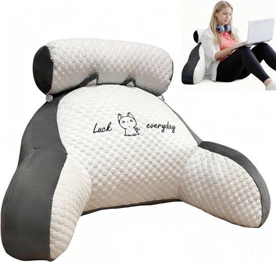 Gutekissen® Rugkussen - leeskussen voor bed en bank - wigkussen - rugkussen voor de muur - zitkussen - wandkussen - met telefoontasje (bruin Tilia, 160 cm