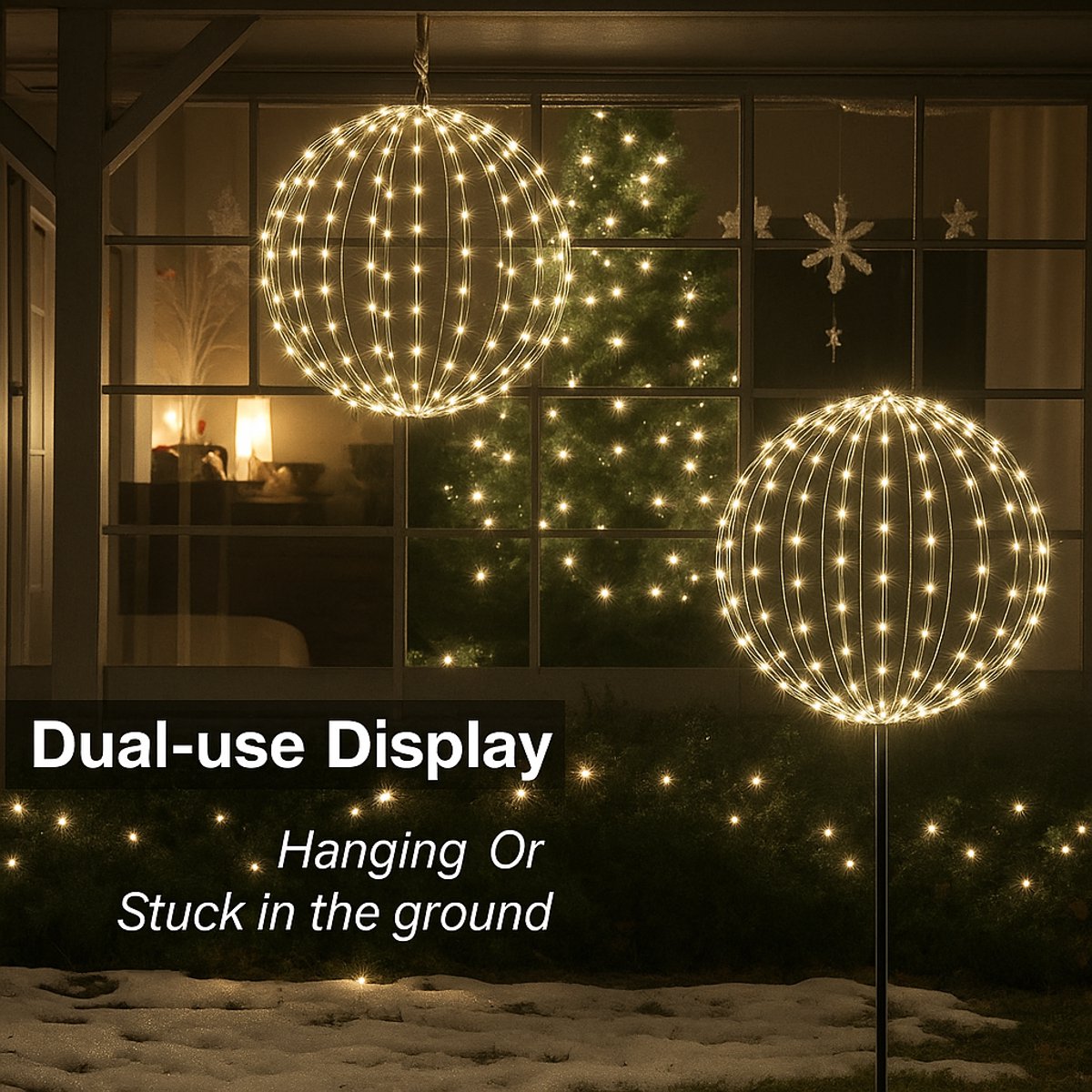LED Lichtbol – Ø 50 cm – 272 LED’s – wit – Timerfunctie 6u aan / 18u uit – Voor binnen & buiten – Kerstverlichting sfeerbol – foto 2