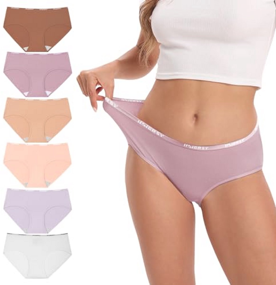 Dames Stretch Katoenen Ondergoed - Midden Taille Boxers (6 Stuks)