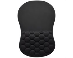 Techidna® - Ergonomische Muismat met Polssteun - Memory Foam - Groot 19 x 27 cm - Helpt Muisarm/RSI Tegengaan - Antislip - Zwart